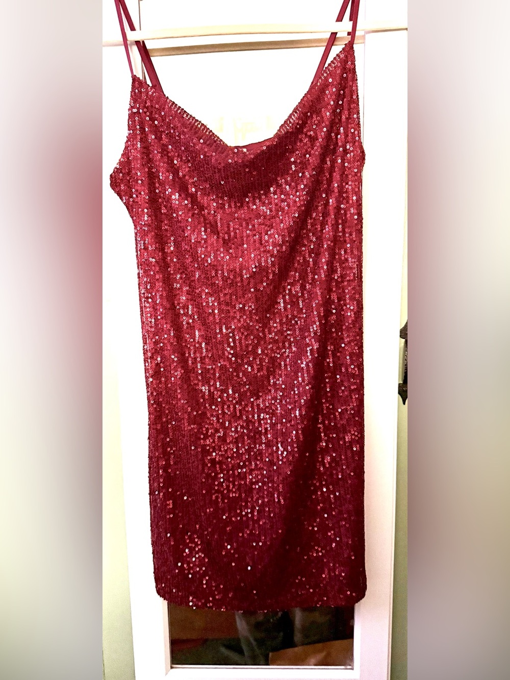 BNWT!! Red Sequin Slip Dress with Adjustable Straps - Size M